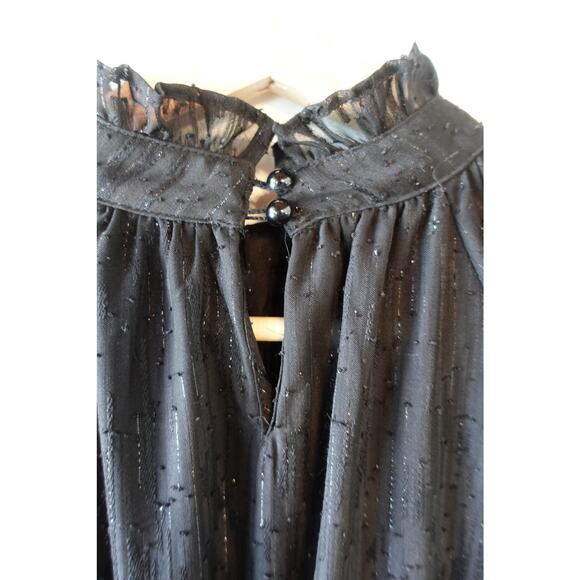 Vintaage Maxi Dress 8 Black Boho Ruffle Tiered Sheer Whimsigoth Goth Witchy Boho - Picture 6 of 12